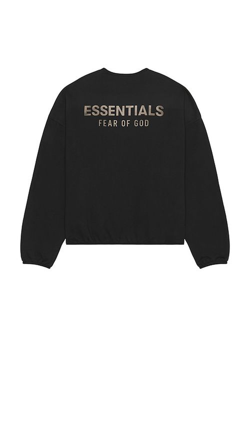 Fear of God ESSENTIALS Modern Fit Fleece Crewneck in Jet Black - Black. S also in