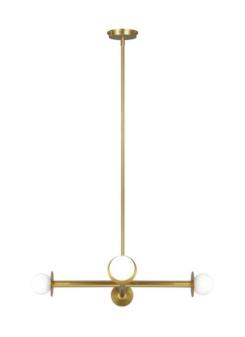 Visual Comfort Studio Nodes 4-Light Chandelier in Burnished Brass And Milk Glass by Kelly Wearstler