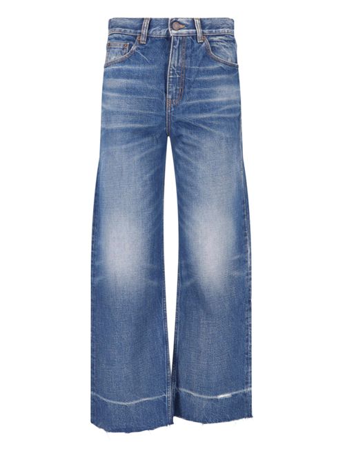 Chloé Women's 100% Cotton Denim Jeans with Calf Leather Patch Pockets