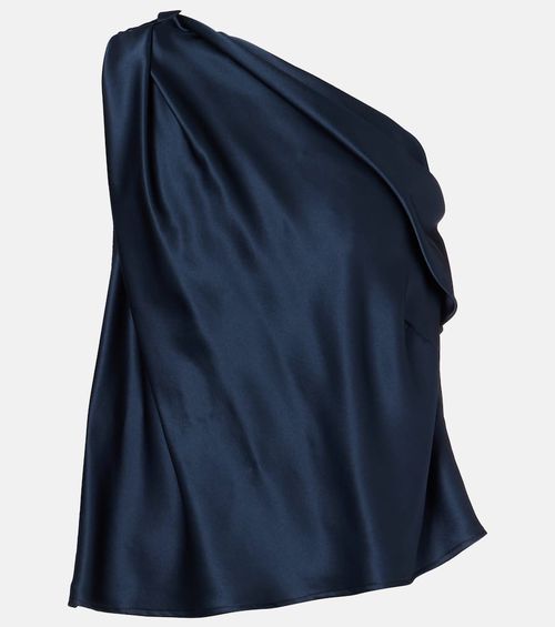 One-shoulder silk satin top
