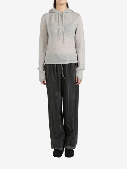 Drawstring hood knit hoodie - Grey