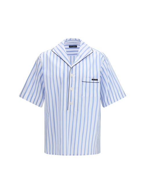 Striped Cotton-Silk Shirt — Blue