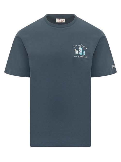 Navy Blue Printed Crew Neck T-Shirt