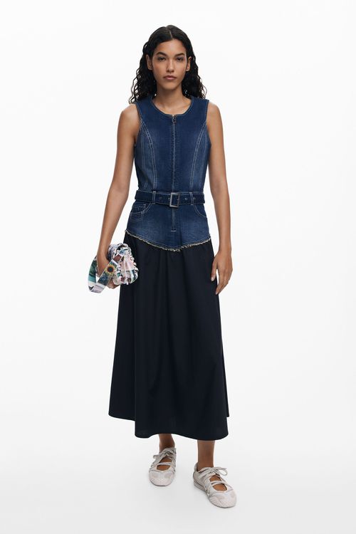Denim combined dress
