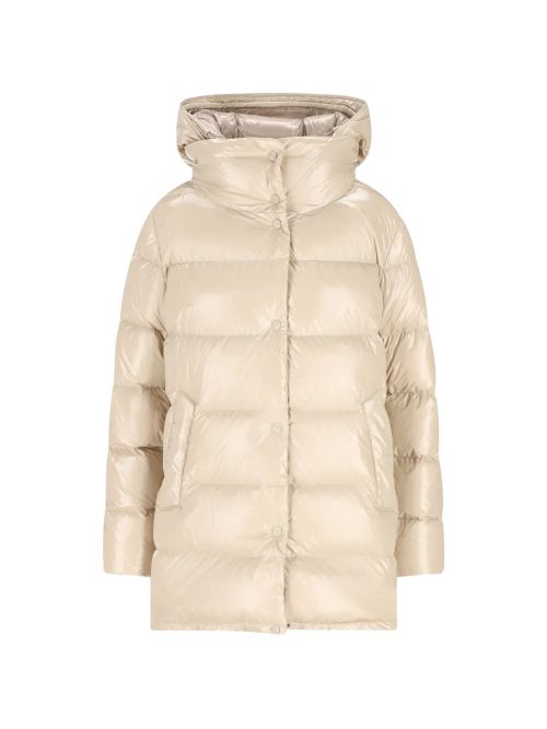 Hooded Padded Down Jacket — Cream