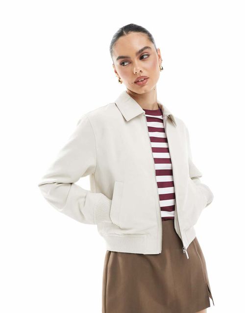 New Look light weight bomber jacket in stone-Neutral
