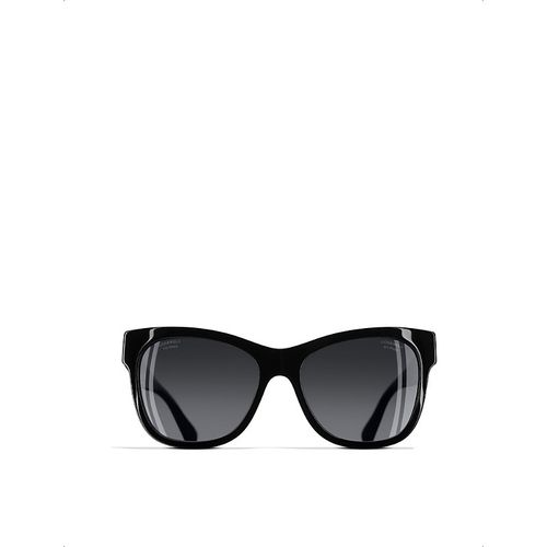 Womens Black Square Sunglasses