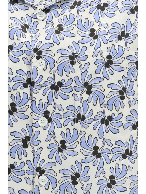 Floral-Print Cotton Shirt — Ivory