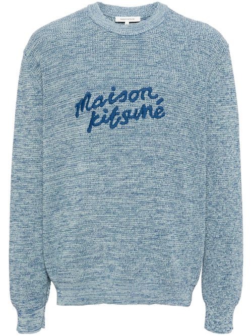 Handwriting logo-embroidered jumper - Blue