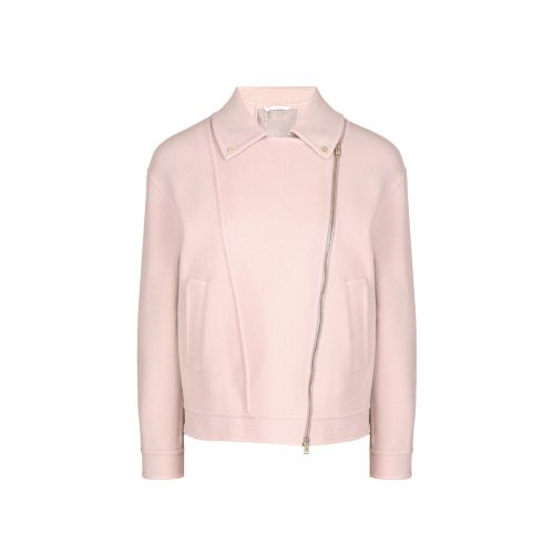 Wool-Blend Biker Jacket — Pink