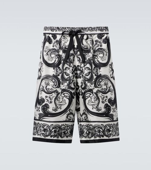 Majolica silk twill shorts