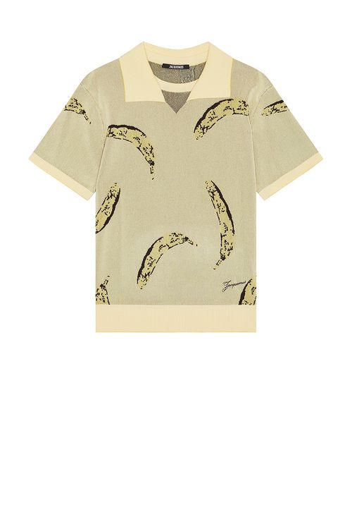 JACQUEMUS Le Polo Marino in Banana Jacquard Yellow - Yellow.  XL/1X also in