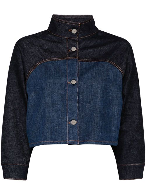 Two-Tone Denim Jacket - Women's - Cotton