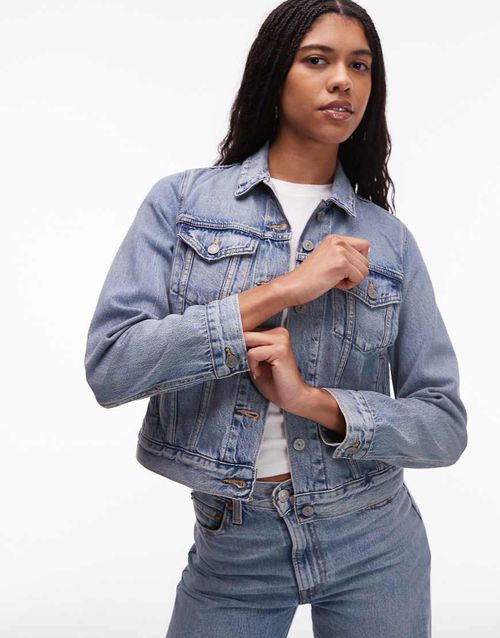 Original denim trucker jacket in light wash-Blue