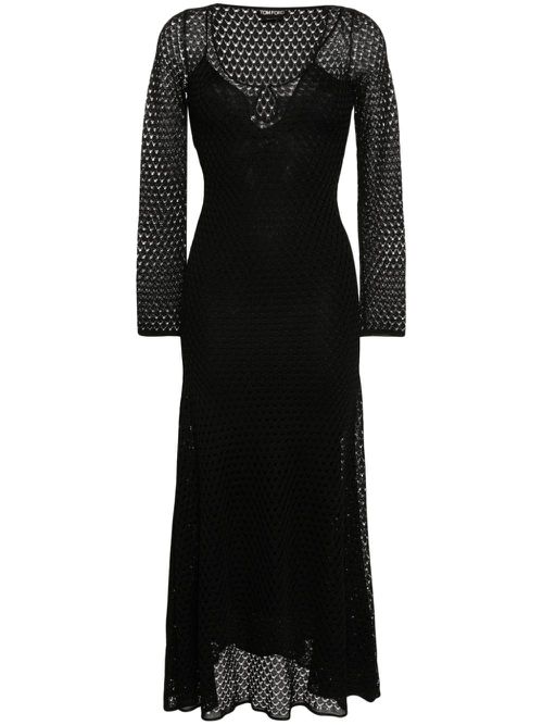 Crochet-knit dress - Black