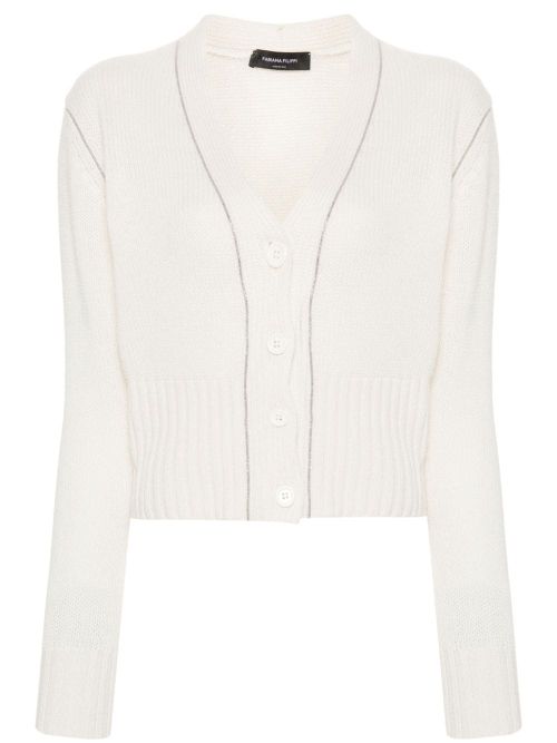 Bead-Embellished Cashmere Cardigan — Ivory