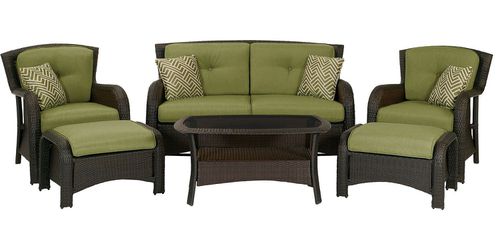 Strathmere 6-Piece Outdoor Lounge Patio Set In Cilantro Green