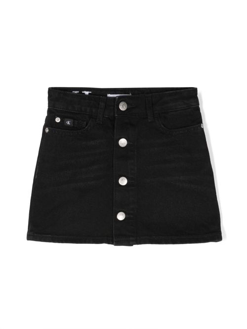 Logo-embroidered cotton miniskirt - Black
