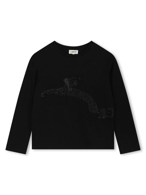 Rhinestone-embellished cotton T-shirt - Black