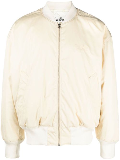 Logo-embroidered bomber jacket - Neutrals