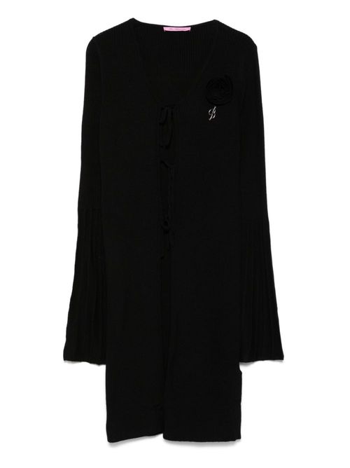 Floral-appliqué cardigan - Black
