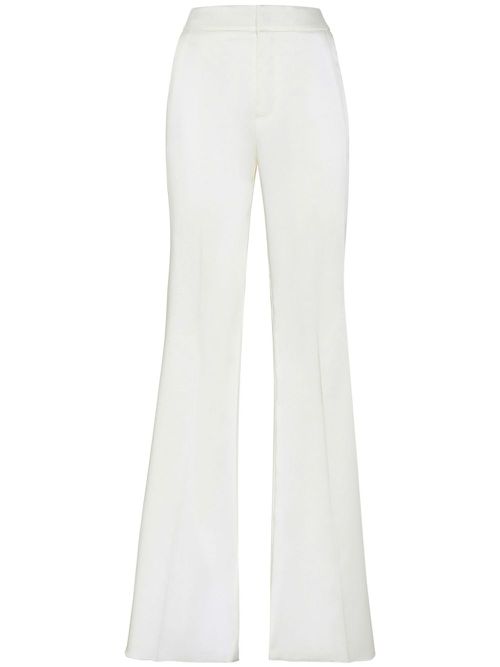 Flared satin trousers - White
