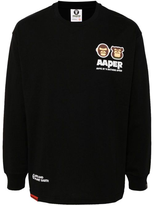 Logo-patch long-sleeved T-shirt - Black