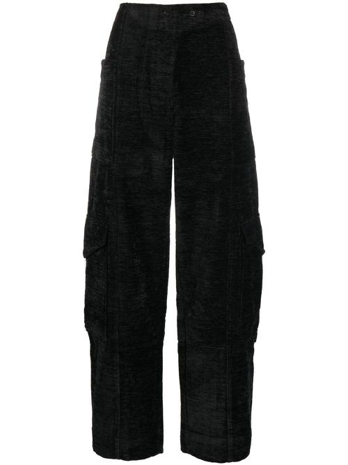 Chenille tapered trousers - Black