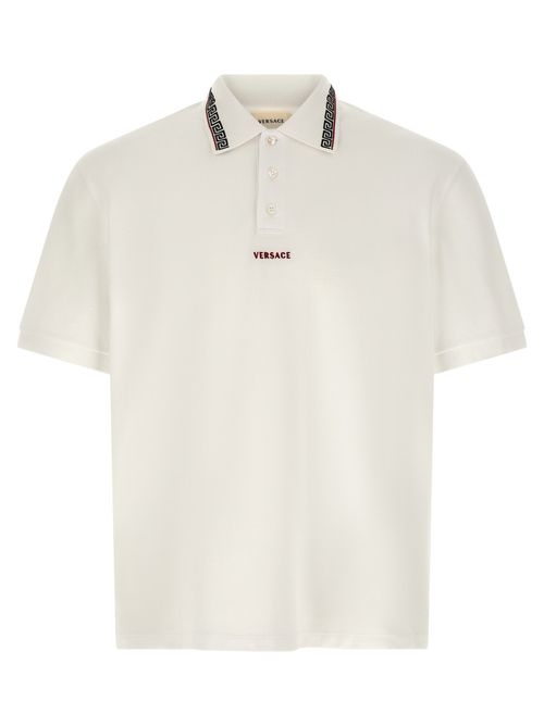 White Logo Shirt Collar Polo