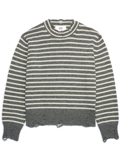 Striped wool jumper - Grey