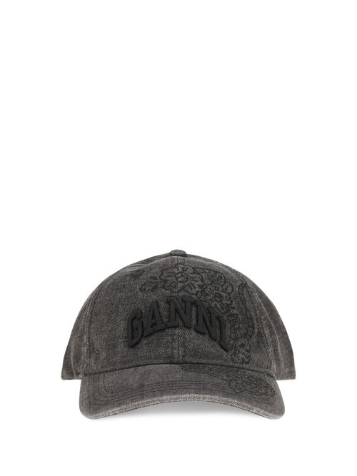 B3020214 Embroidered Denim Baseball Cap — Black