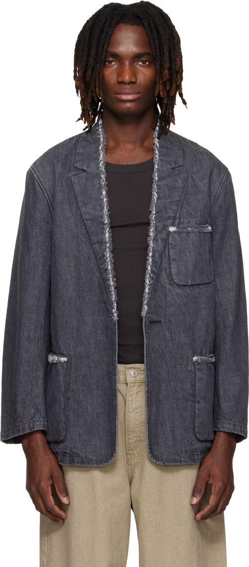 Gray Denim Cut-Off Blazer