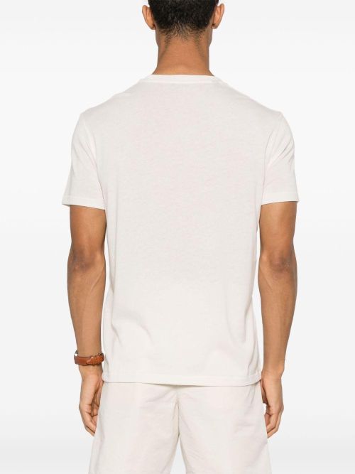 Ribbed Crewneck Cotton T-Shirt — White
