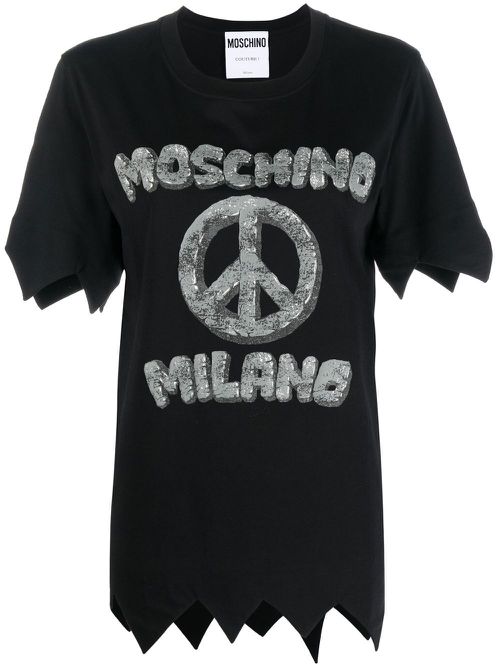 Logo-print detail T-shirt - Black