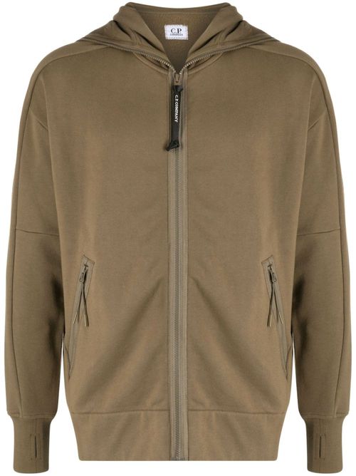 Diagonal Raised fleece zipped jacket - Green
