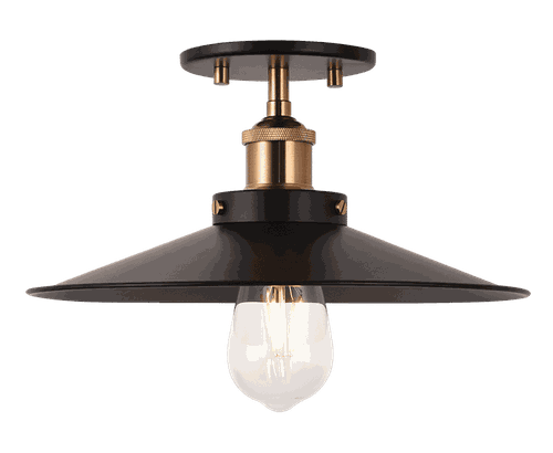 Aged Gold Brass One Light Flush Mount from the Bulstrode'S Workshop Collection