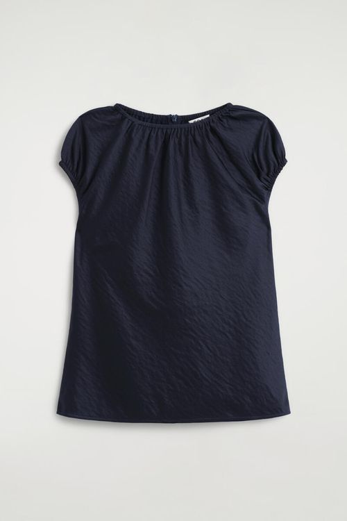 Gathered Crinkled-Satin Top