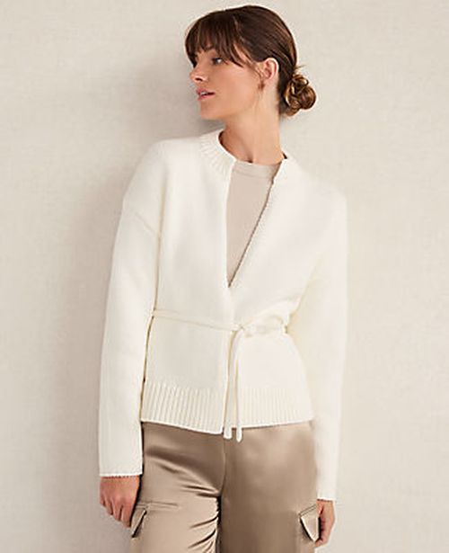 Ann Taylor Haven Well Within Chunky Cotton Blend Belted Cardigan
