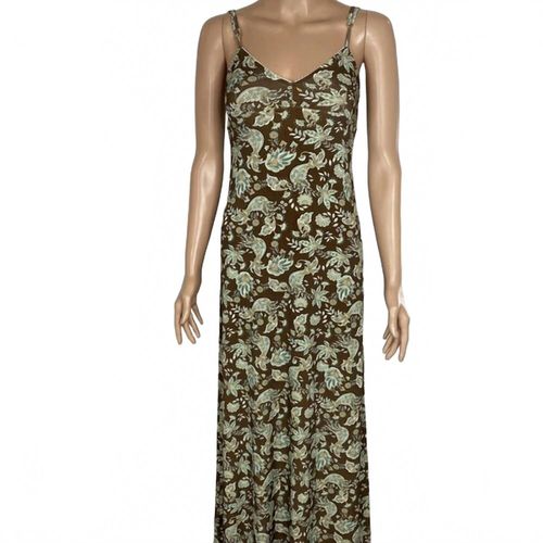 Women's V-Neck Jersey Slip Dress In Brown Floral