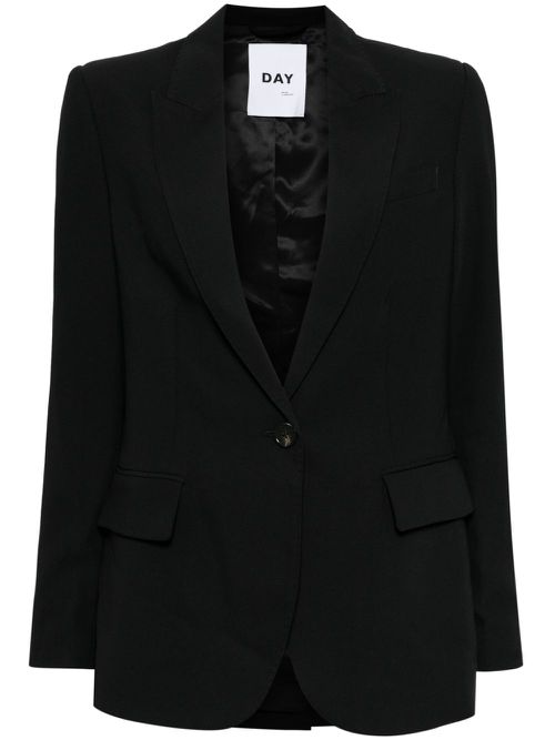 Gabardine single breasted blazer - Black