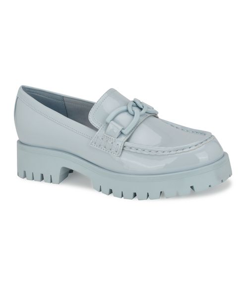 Women's Gables Round Toe Lug Sole Casual Loafers - Light Blue Patent