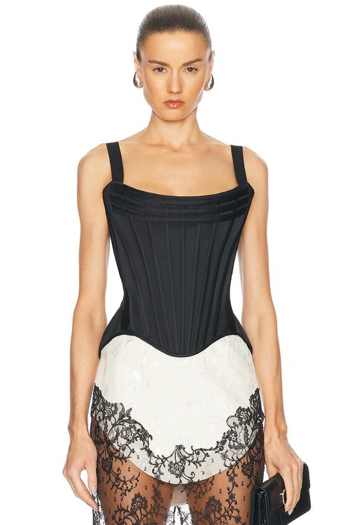 Wiederhoeft Zip Up Wasp Corest Top in Black - Black.  6 also in