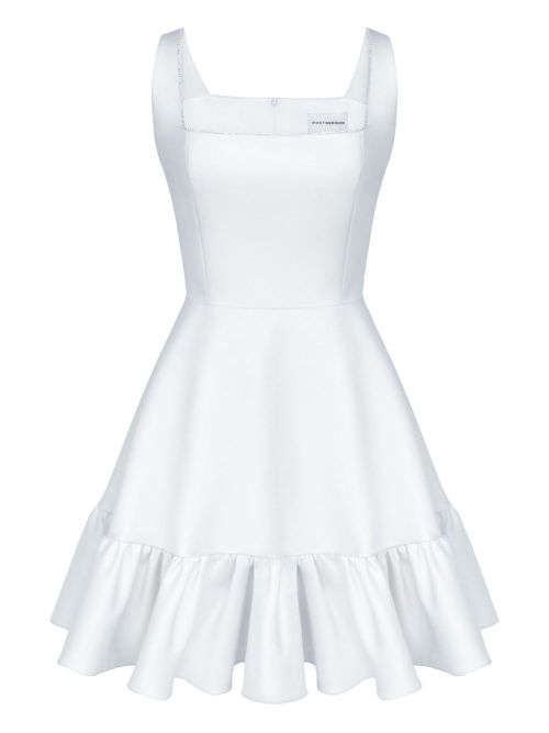 POST MERIDIEM ruffle-hem mini dress - White