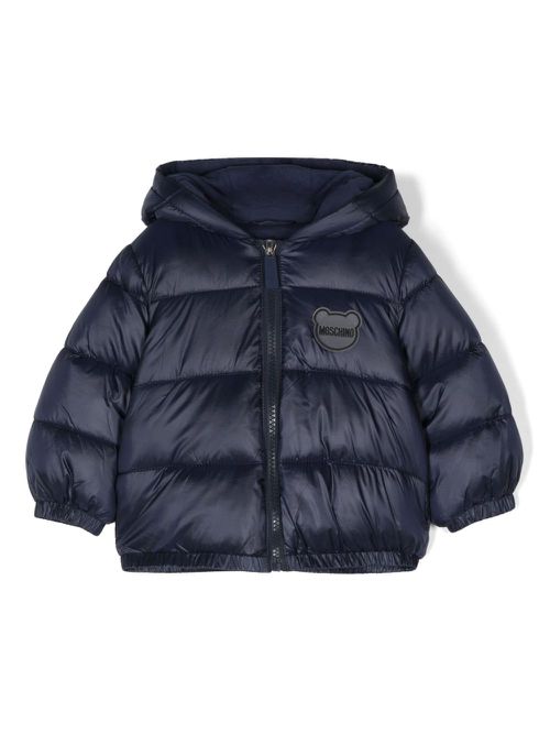 Logo patch puffer jacket - Blue