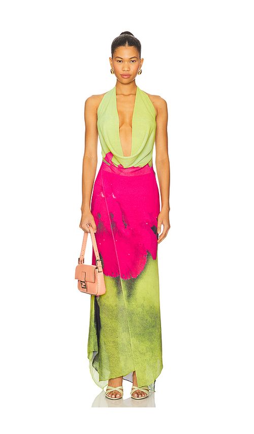 I.AM.GIA Samantha Maxi Dress in Green,Fuchsia. S. Also in