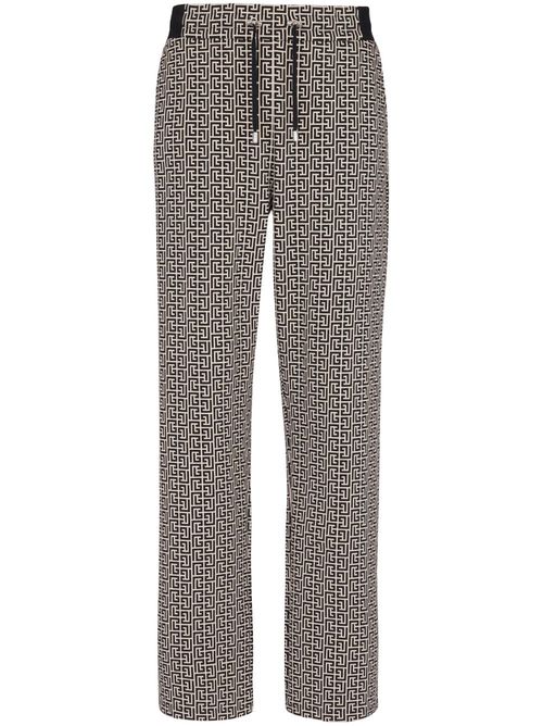 Monogram-jacquard drawstring-waistband track pants - Black