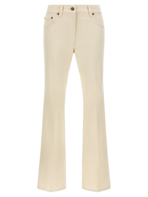 Flared Cotton Jeans — Beige