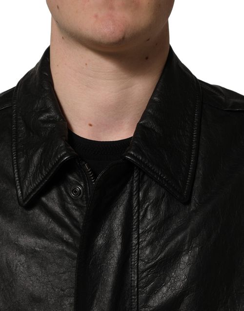 Leather Biker Jacket — Black