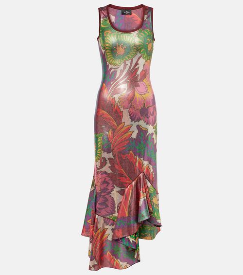 Printed satin maxi dress