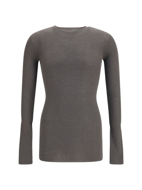 Slim Ribbed Merino Wool Sweater — Gray